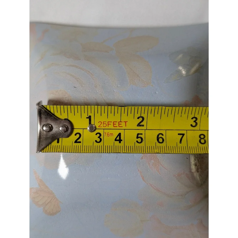 Set of 3 Lisa Audit Glass Trinket‎ Dishes Floral Bird Butterfly Square Blue